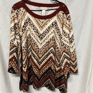 Alfred Dunner Women's Chevron Animal Print Top
